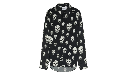 All Over Skulls Button Down Shirt "Black / Ivory" AM004