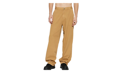 Button Up Zipper Straight Leg Trousers "Camel" MON52