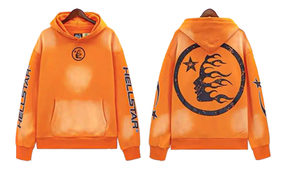 Fire Hoodie with Closed Elastic Bottom Sweatpants (Full set) "Orange" HSR134