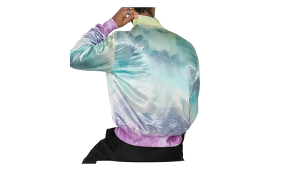 Watercolor Print Silk Bomber Jacket "Multicolor" F0M04179VS MUL