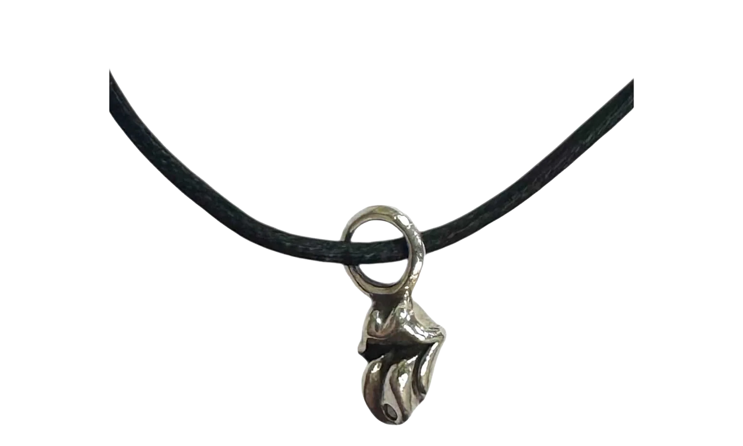 The Rolling Stones Diamond Lips Pendant Cord Bracelet "Black Silver" CHRM1124