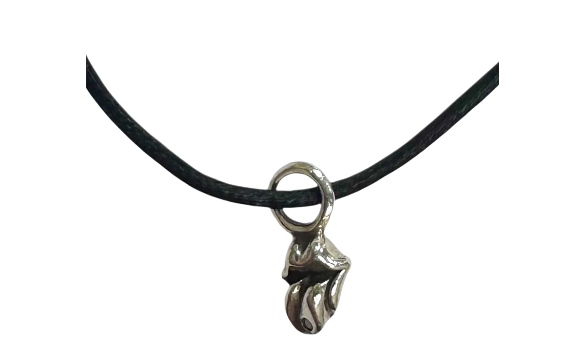 The Rolling Stones Diamond Lips Pendant Cord Bracelet "Black Silver" CHRM1124