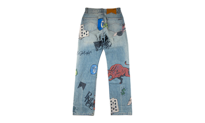 Painted Denim Pants "Indigo" RHD-MJNS-0042