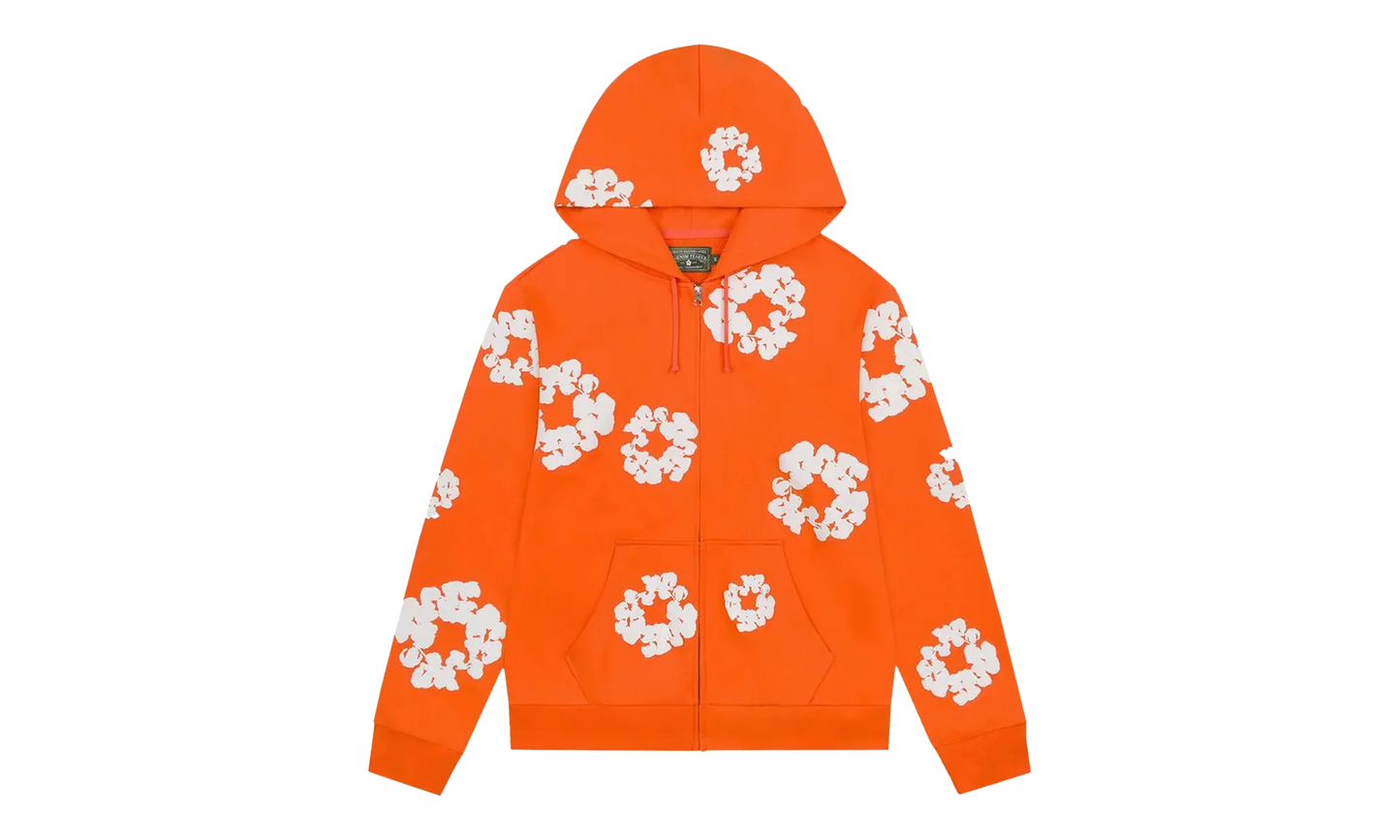 Cotton Wreath Zip Hoodie "Orange" DT452