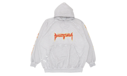 Oversized Painted Vintage Metal Logo Hoodie "Dirty White Red Yellow" 697879 TMV89 0901