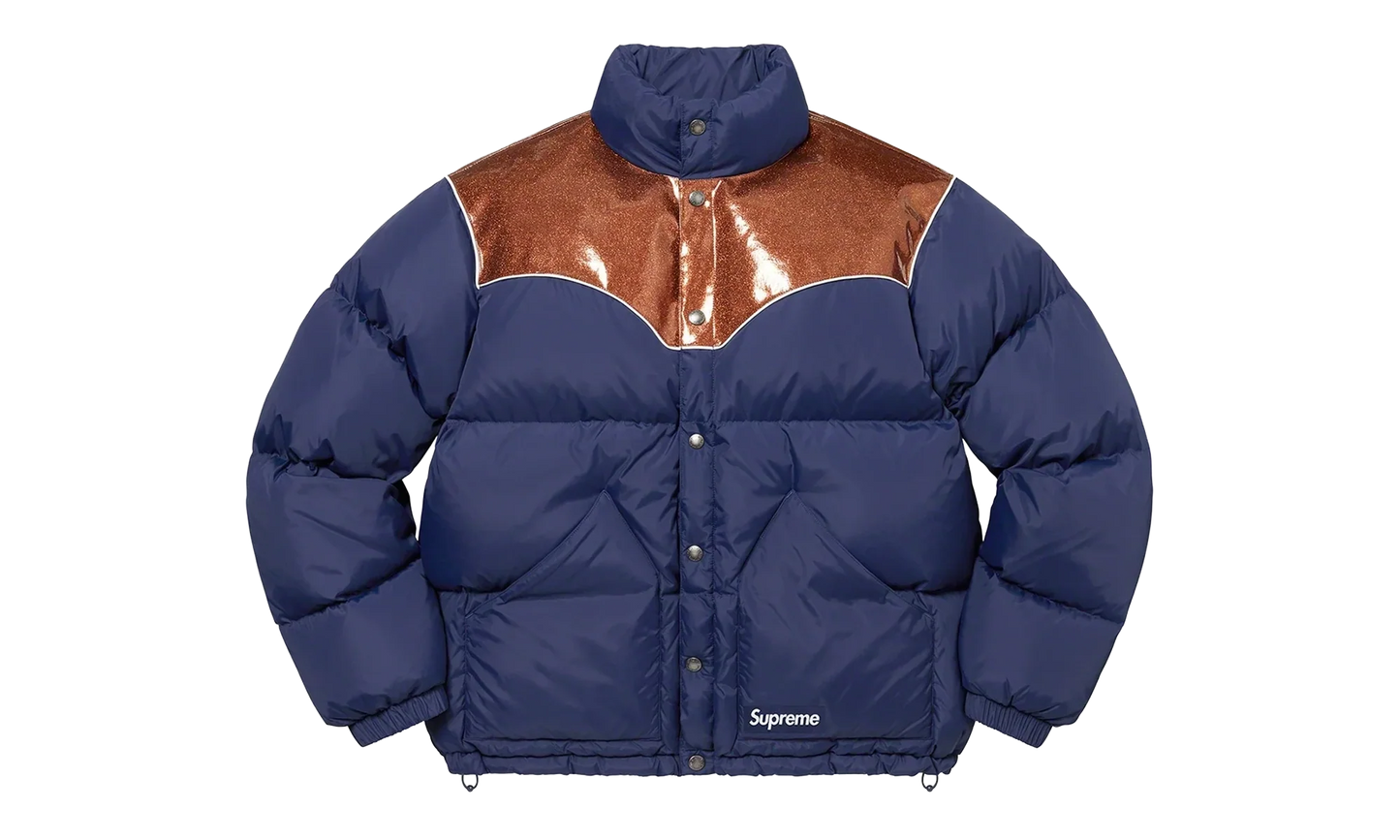 Glitter Yoke Down Puffer Jacket "FW22 - Navy" SU26914