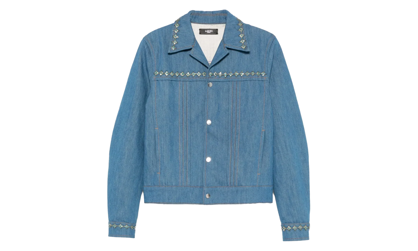 Crystal Pleated Cadet Jacket "Retro Indigo" AMDNJT1004 RETR