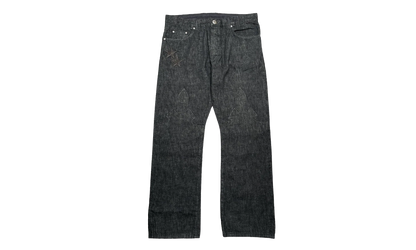 Leather Star Patch Denim Jeans "Washed Raw Denim Black" CHRM1109