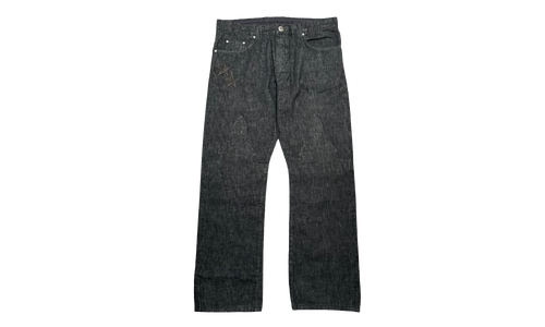 Leather Star Patch Denim Jeans "Washed Raw Denim Black" CHRM1109