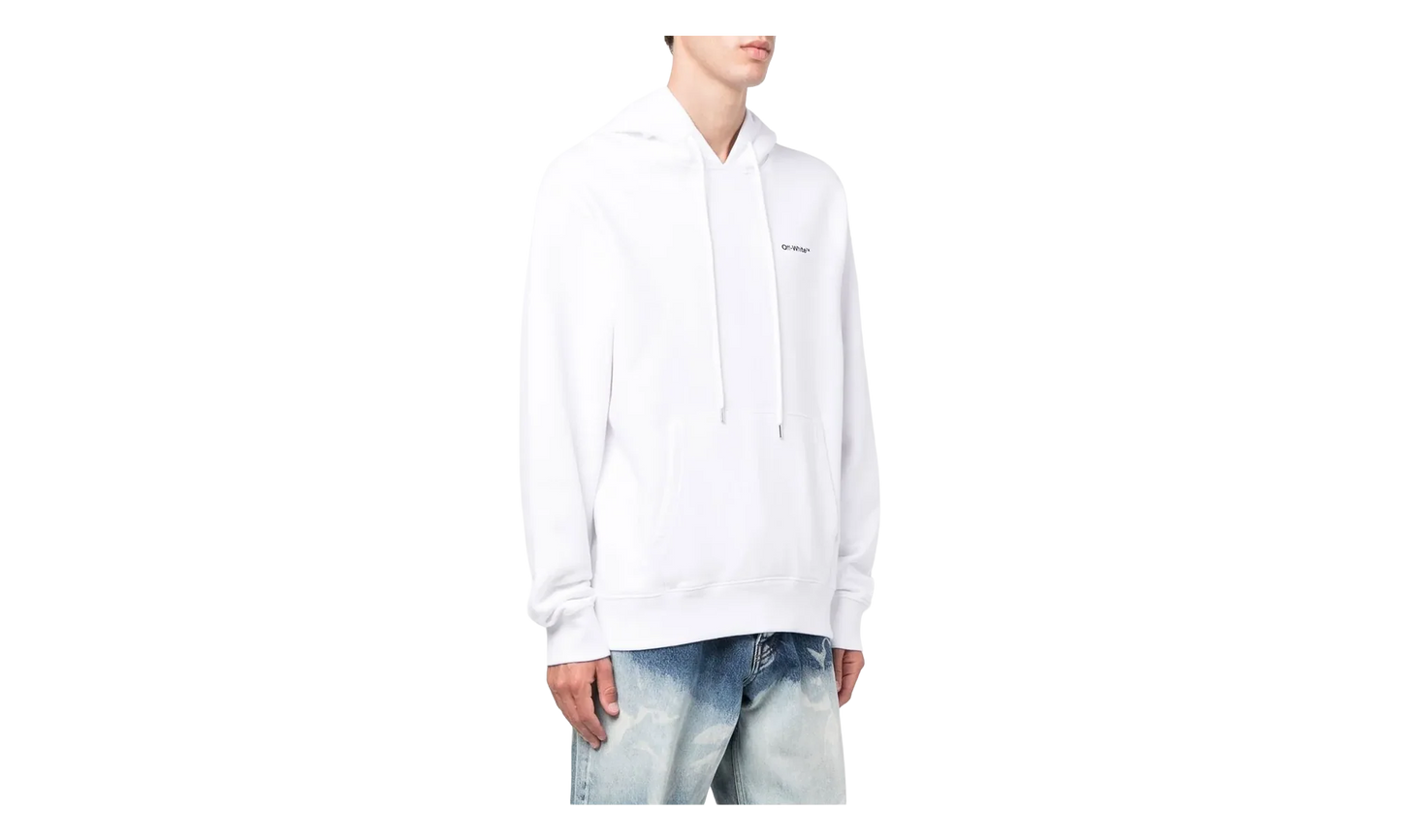 Wave Outline Diagonal Slim Hoodie "White / Black" OMBB097F22FLE0150110