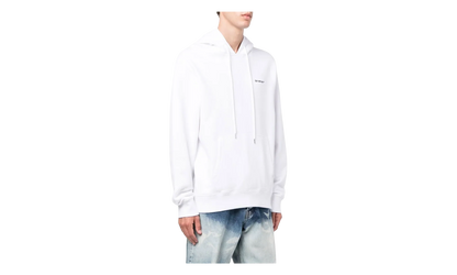 Wave Outline Diagonal Slim Hoodie "White / Black" OMBB097F22FLE0150110