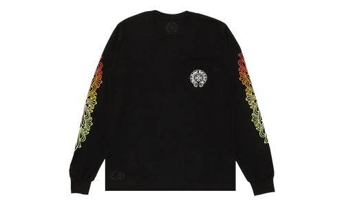 Floral Sleeve Gradient Long-sleeve T-shirt "Black" CHRM0821