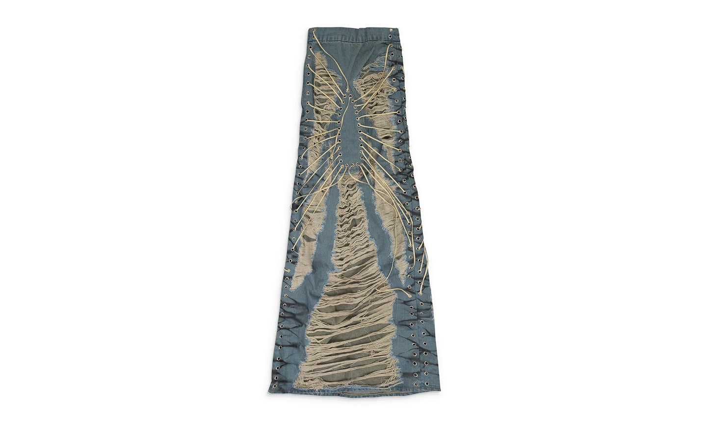 LACED WINDOW MAXI SKIRT "BLUE" 3120220009SS24