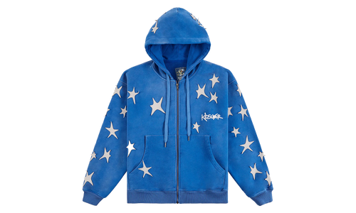 Patchwork Washed Hoodie "Blue" KS002