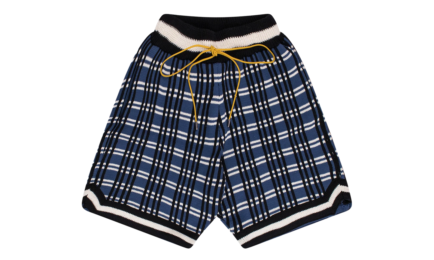 Plaid Basketball Knit Shorts "Blue" RHFW23JA23151864