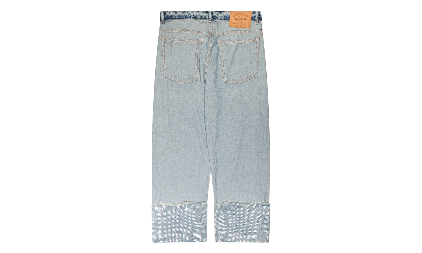 Turn Up Rhinestone Trousers "Blue" AK1003AUZ