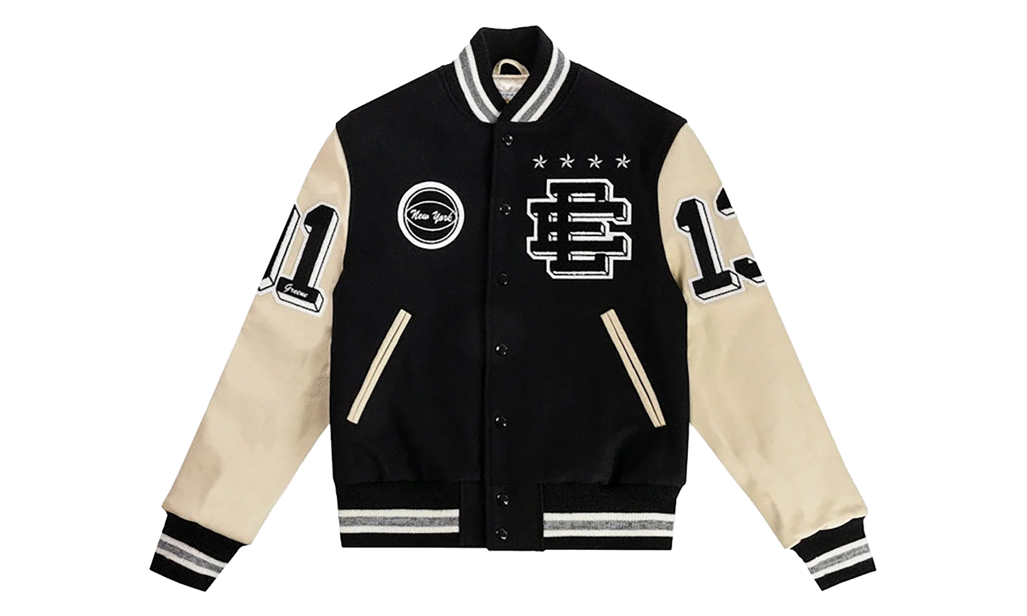 EE VARSITY LETTERMAN WOOL/LEATHER JACKET "Black/Black" EE827