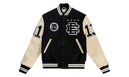 EE VARSITY LETTERMAN WOOL/LEATHER JACKET "Black/Black" EE827