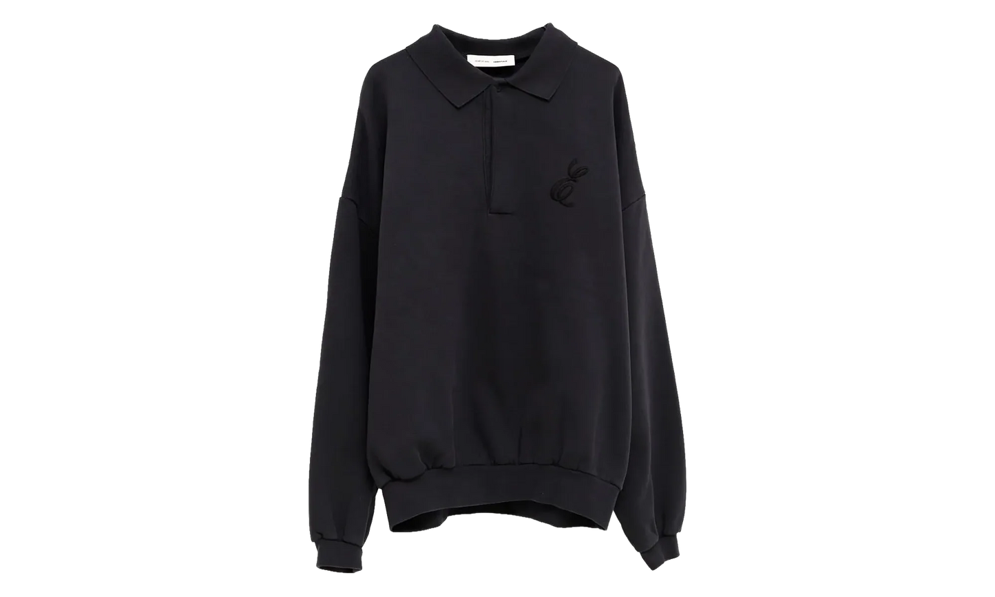 Embroidered Classic Polo Sweatshirt "Vintage Black" 192HO252042F