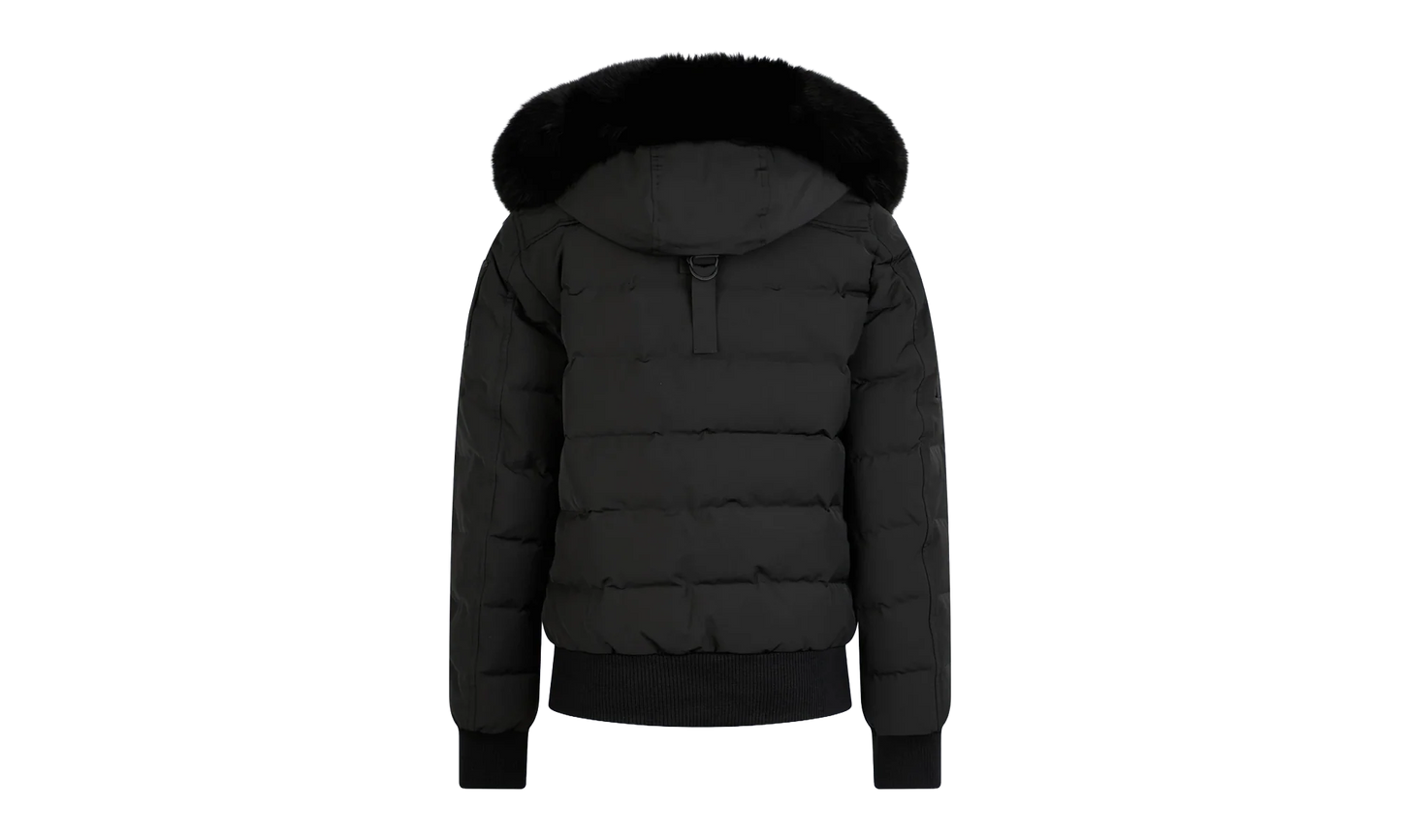 Ladriere Shearling Trim Bomber Jacket "Black / Black" M39LB015 BLK W BLK