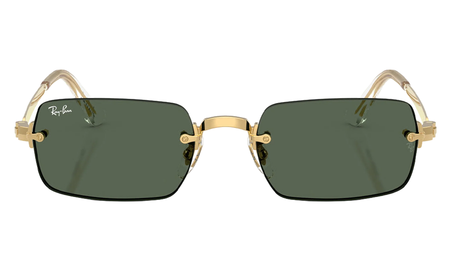 Ray-Ban Rimless "A$AP Rocky - Polished Arista Gold with Dark Green Lens" RB3928 001 71