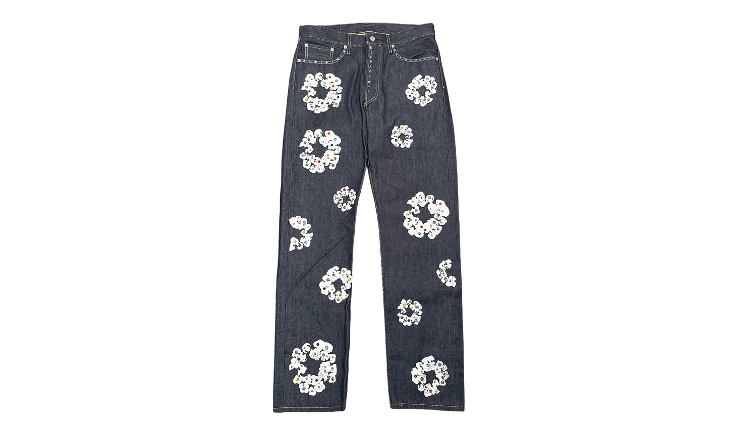 Levi's 501 Rhinestone Cotton Wreath Logo Jeans "Selvedge - Indigo / White" DT295