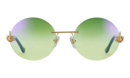 508 Rimless Drill Mount F.U. Edition 24KT "Yellow Gold / Black / Powder Green Flash Purple" DMMF2 0006 16T4