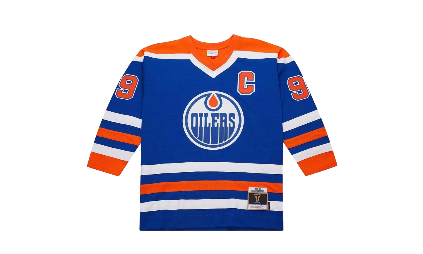 NHL Wayne Gretzky Dark Jersey "1986 Edmonton Oilers - Royal" JY9050 EDOROYA