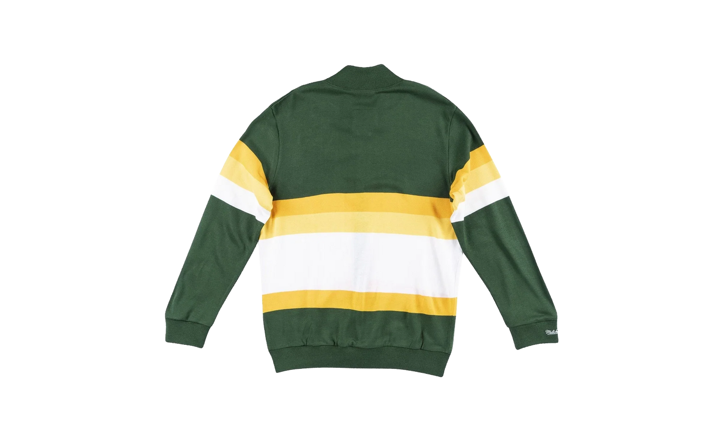 NFL Front Stripe Full Zip Sweater "Green Bay Packers - Hunter Green" SWTRAJ18024 GBPHNGN