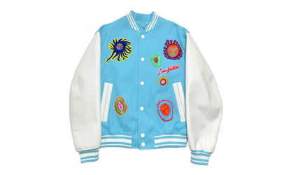 Embroidered Faces Varsity Jacket "YK - Blue" 1AB8H8