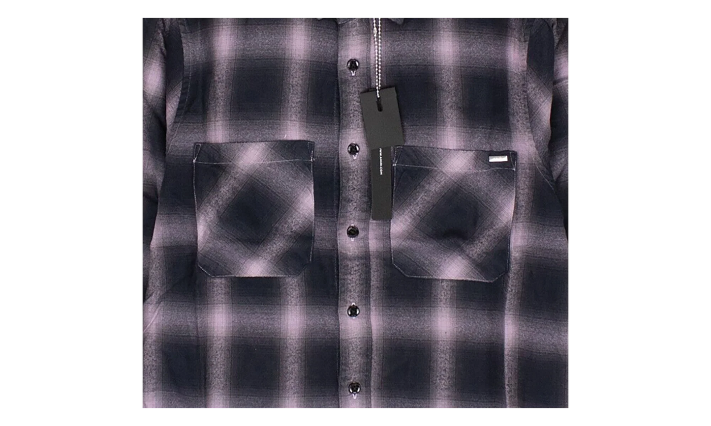 Black And White Shadow Plaid Shirt "Black and Lavender" AMR XTPS 0225