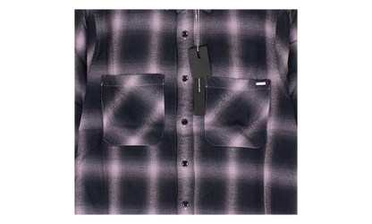 Black And White Shadow Plaid Shirt "Black and Lavender" AMR XTPS 0225