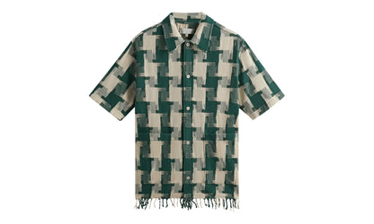 Jumbo Houndstooth Boxy Collared Overshirt "Green" KHM032169 308