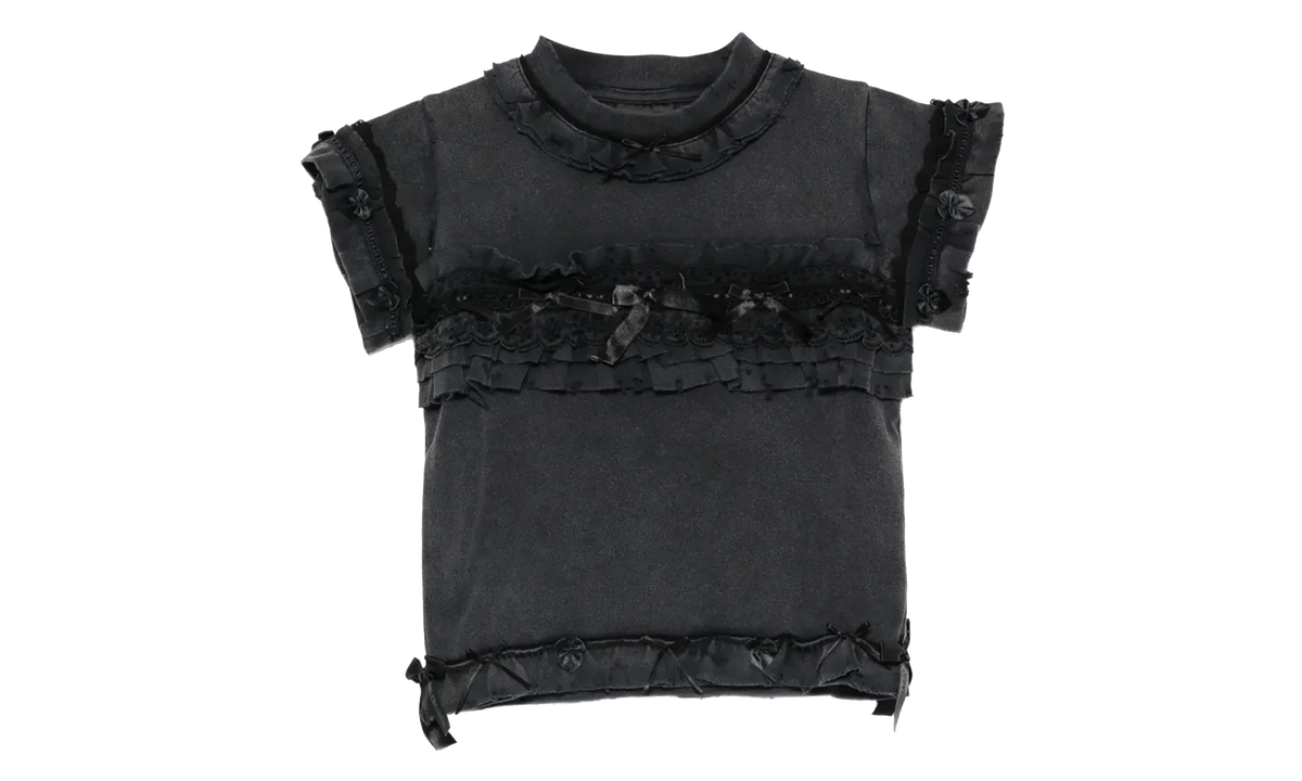 Ruffle Crew Neck T-Shirt WMNS "Washed Black" 836121 TTVF8 1055