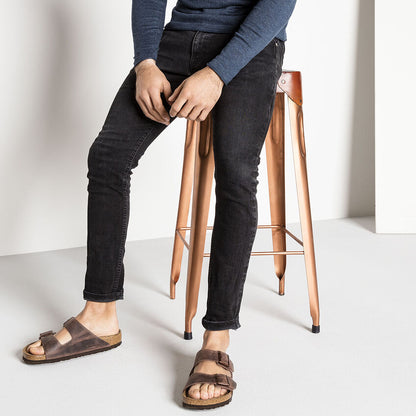 Arizona Oiled Leather Soft Footbed Sandal in Habana