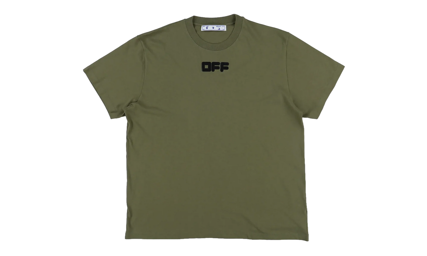 Logo Printing Round Neck Loose Short Sleeve "Olive / Black" OMAA038F21JER0015510