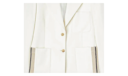 Single Breasted Tailored Blazer "White" PWEN028S23FAB0020403