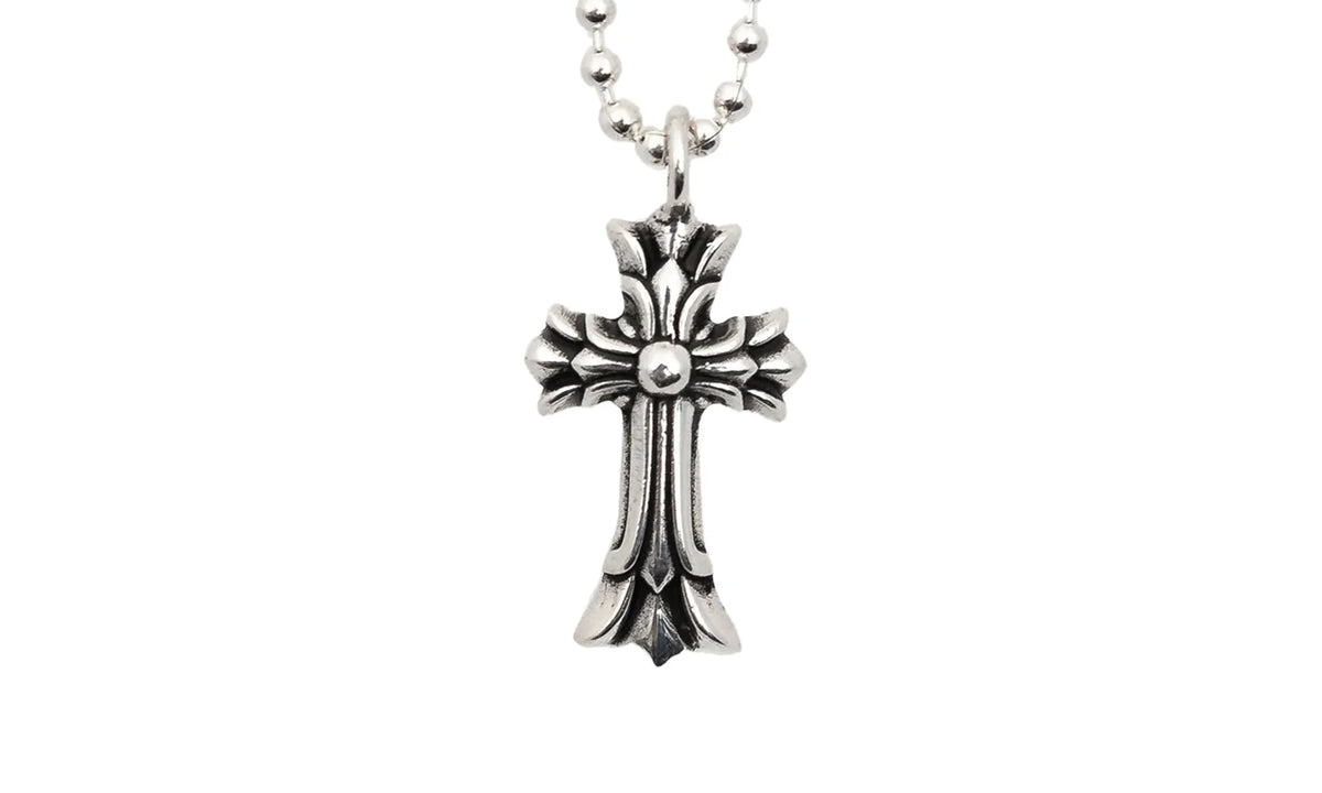 Double Cross Silver Pendant & Ball Chain "Silver" CHRM0666