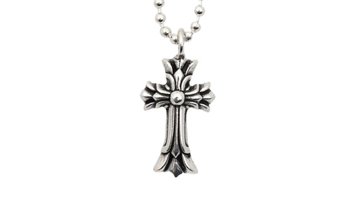 Double Cross Silver Pendant & Ball Chain "Silver" CHRM0666