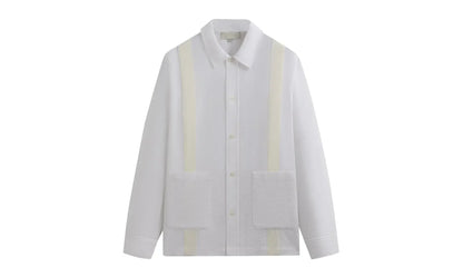 Seersucker Long-Sleeve Boxy Collared Overshirt "White" KHM032080 101