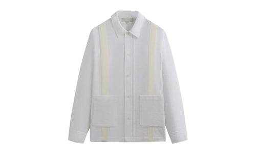 Seersucker Long-Sleeve Boxy Collared Overshirt "White" KHM032080 101
