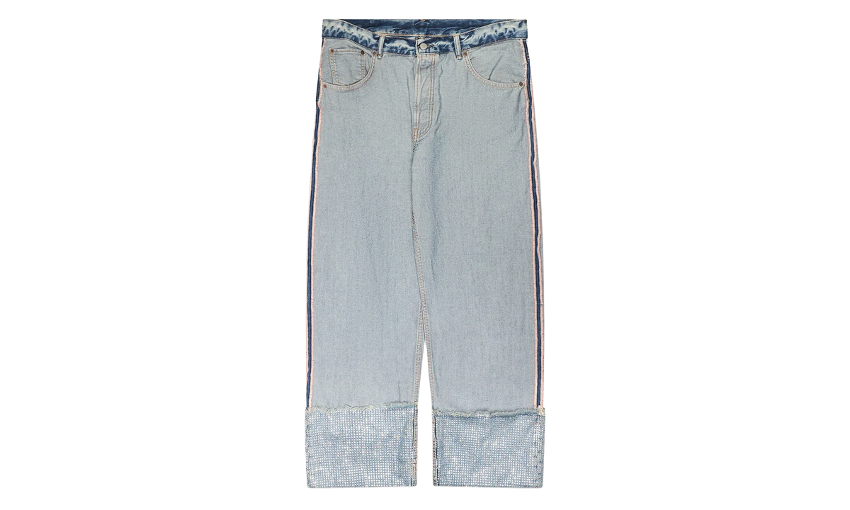 Turn Up Rhinestone Trousers "Blue" AK1003AUZ