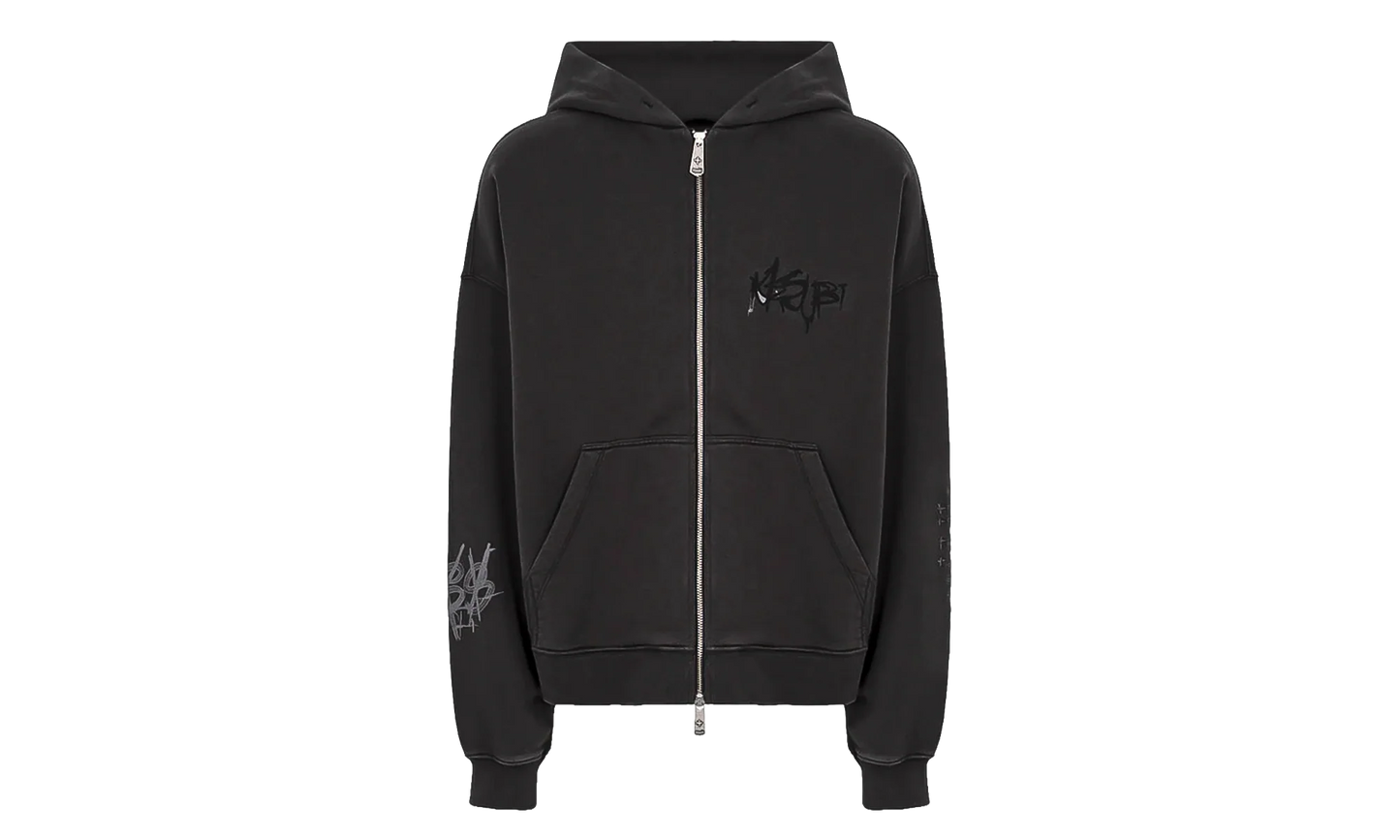 Ksubi Graff Ekcess Zip Thru Hoodie "Faded Black" MPS26FL005