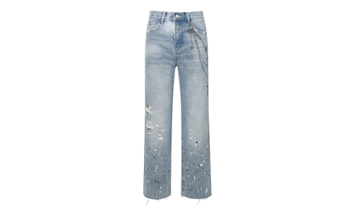 Printed Cross Chains Washed Denim Jean "Blue" BC23ZAWPT01 BLUE