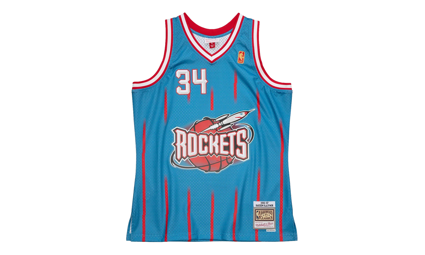 NBA Hakeem Olajuwon Reload 2.0 Swingman Jersey "1996 Houston Rockets - Blue" SMJYGS20080 HROLTBL96HOL