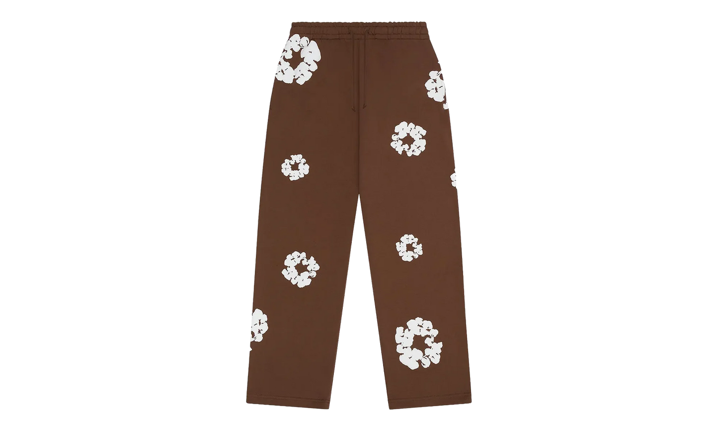 Cotton Wreath Open Hem Sweatpants "Brown" DT422