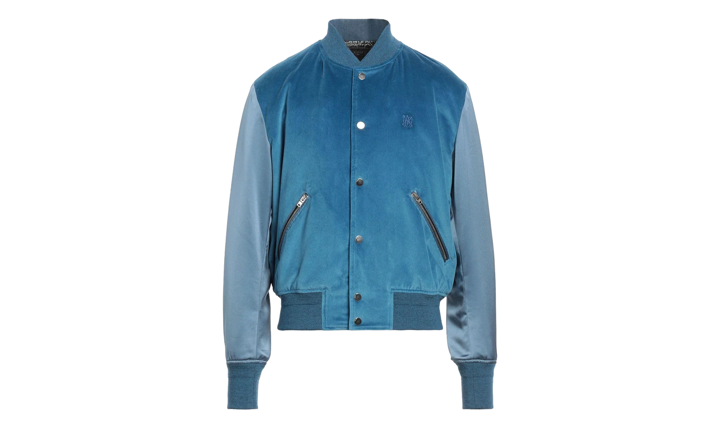 Velvet Satin Bomber Jacket "Blue" MOS017 420