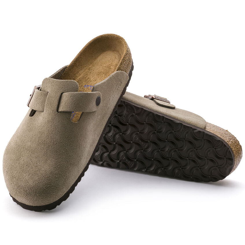Boston Soft Footbed Suede Leather in Taupe