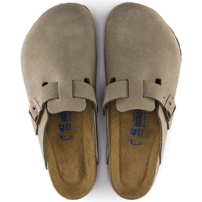 Boston Soft Footbed Suede Leather in Taupe