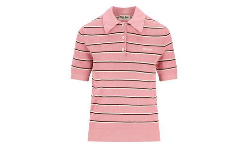 Striped Cotton Knit Polo Shirt WMNS "Pink" MMLB35 183M F0028